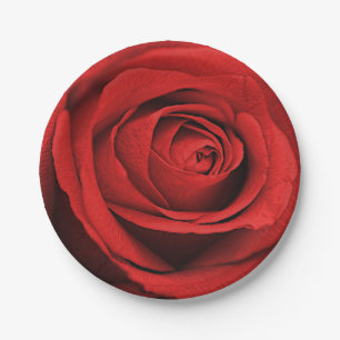 Rote Rose Weiß (beliebig farbig) Rustikale gläsern Pappteller