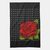 rote Rose, weiße Punkte Handtuch (Vertikal)