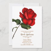 Rote Rose Weißer Blumenchic Elegantes Brautparty Einladung (Vorderseite)