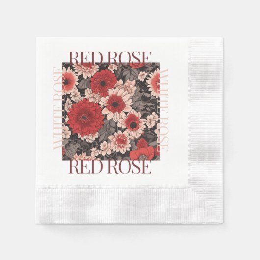 Rote Rose White Rose Serviette (Vorderseite)