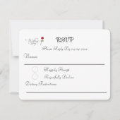 Rote Rose White Wedding RSVP Karte (Vorderseite)
