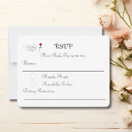 Rote Rose White Wedding RSVP Karte