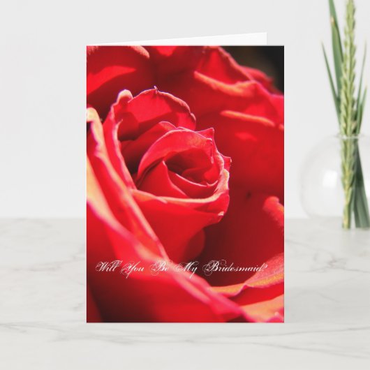 Rote Rose, wirst du meine Bridesmaid sein? Einladung (Vorderseite)