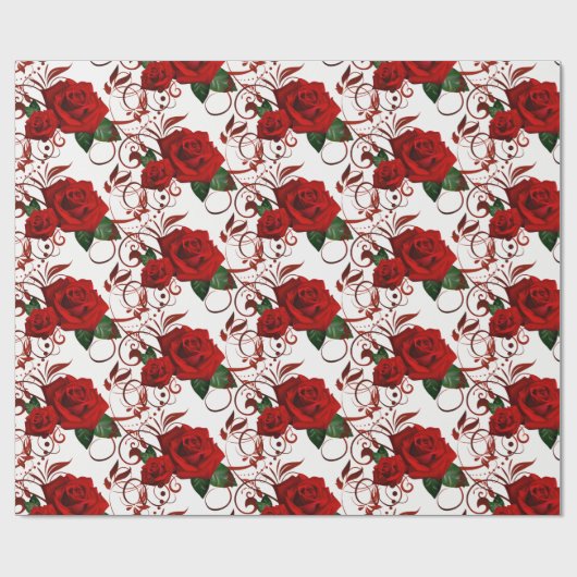 Rote Rose Wrapping Paper Geschenkpapier (Flach)