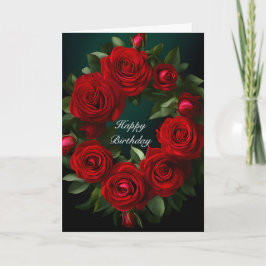 Rote Rose Wreath Birthday Karte