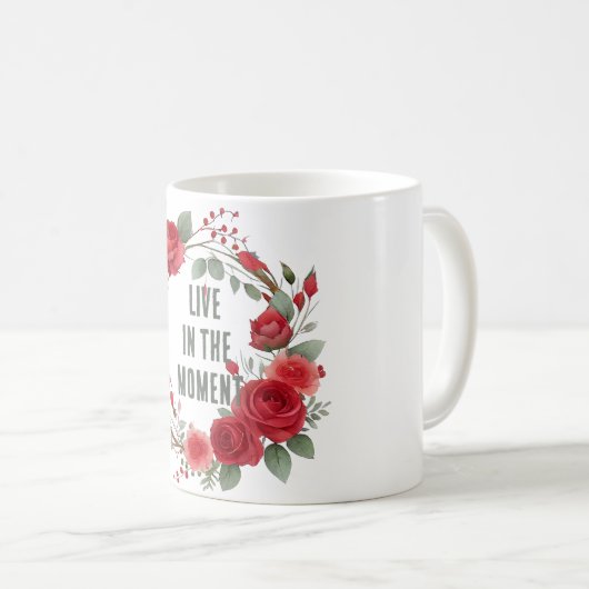 Rote Rose Wreath Kaffeetasse (VorderseiteRechts)