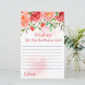 Rote Rose wünscht Geburtstagsmädchen (Stehend Vorderseite)