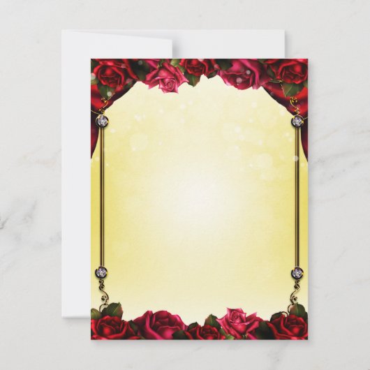 Rote Rose Yellow Gold Princess Sparkon Party UAWG Einladung (Rückseite)