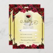 Rote Rose Yellow Gold Princess Sparkon Party UAWG Einladung (Vorne/Hinten)