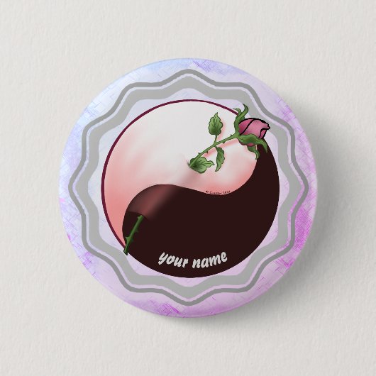 Rote Rose Yin Yang Anstecknadel (Vorderseite)