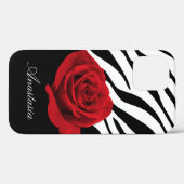 Rote Rose Zebra Print personalisiert Case-Mate iPhone Hülle (Rückseite (Horizontal))