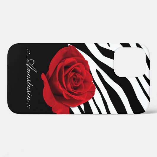 Rote Rose Zebra Print personalisiert Case-Mate iPhone Hülle (Rückseite (Horizontal))