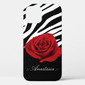 Rote Rose Zebra Print personalisiert Case-Mate iPhone Hülle (Rückseite)