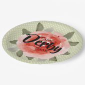 Rote Rose zu Limonen Punkten Derby Paper Teller (Schrägansicht)