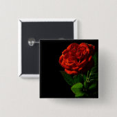Rote Rose zu Schwarzer Flora Button (Vorne & Hinten)