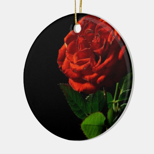 Rote Rose zu Schwarzer Flora Keramikornament (Links)