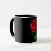 Rote Rose zu Schwarzer Flora Tasse (Vorderseite Links)
