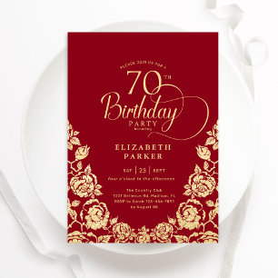 Rote Rose zum 70. Geburtstag Einladung