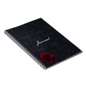 Rote Rose zum Black Goth-Notebook Notizblock (Rechte Seite)