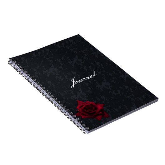 Rote Rose zum Black Goth-Notebook Notizblock (Rechte Seite)