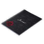 Rote Rose zum Black Goth-Notebook Notizblock (Linke Seite)