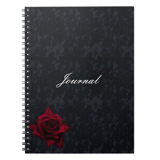 Rote Rose zum Black Goth-Notebook Notizblock (Vorderseite)