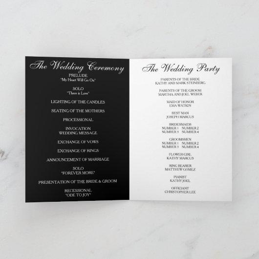 Rote Rose zum Hochzeitsprogramm für Schwarzweiß-St Programm (Innenseite)