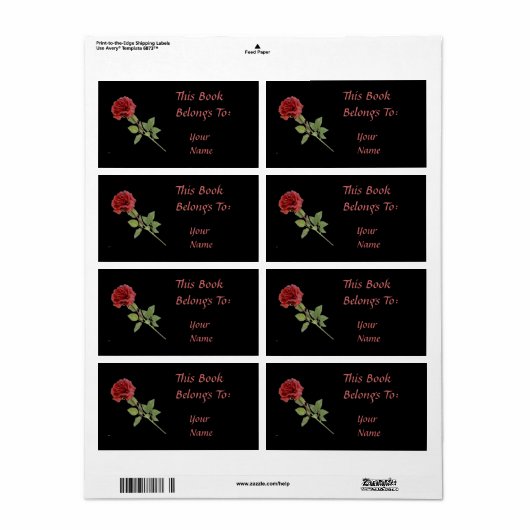 Rote Rose zum Schwarzen Buchzeichen (Vorne)