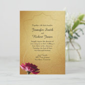 Rote Rose zur Einladung von Goldhochzeiten (Stehend Vorderseite)