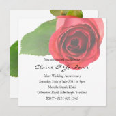 Rote Rose zur Party Einladung des weißen Jahrestag (Vorne/Hinten)