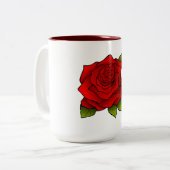 Rote Rose Zweifarbige Tasse (Vorderseite Links)