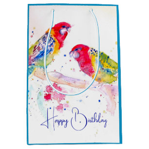 Rote Rosella-Papagei Aquarell-Malerei Computer Mittlere Geschenktüte