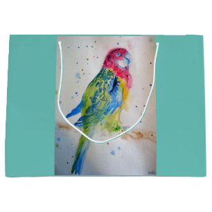 Rote Rosella-Papageien-Vogel-Geschenktasche Große Geschenktüte