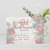 Rote Rosen 21 Geburtstag Einladung (Stehend Vorderseite)