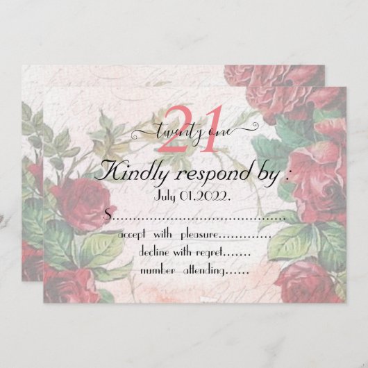 Rote Rosen 21 Geburtstag Einladung (Vorne/Hinten)