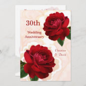 Rote Rosen 30. Hochzeitstag Einladung (Vorne/Hinten)