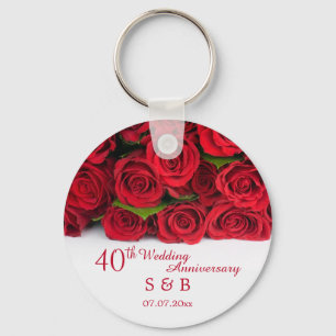 Rote Rosen 40. Hochzeitstag Schlüsselanhänger