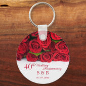 Rote Rosen 40. Hochzeitstag Schlüsselanhänger (Vorderseite)