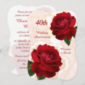 Rote Rosen 40. Rubinhochzeit Einladung (Vorne/Hinten)