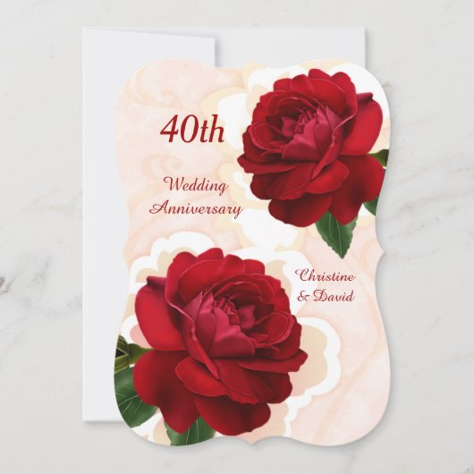 Rote Rosen 40. Rubinhochzeit Einladung (Vorderseite)