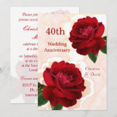 Rote Rosen 40. Rubinhochzeit-Jubiläums-Einladung Einladung (Vorne/Hinten)