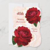 Rote Rosen 40. Ruby Hochzeitstag Einladung (Vorderseite)