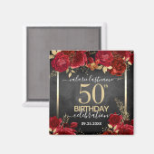 Rote Rosen 50. Geburtstag Save the Date Magnet (Vorderseite/Rückseite)