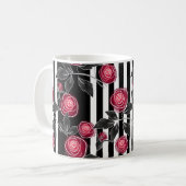 Rote Rosen, abstrakte Blume, Blume, Blumenkohl Kaffeetasse (Vorderseite Links)