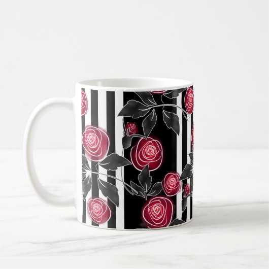 Rote Rosen, abstrakte Blume, Blume, Blumenkohl Kaffeetasse (Links)