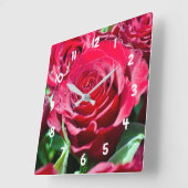 Rote Rosen Akrylsäulen Quadratische Wanduhr (Winkel)