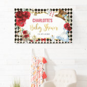 Rote Rosen Alice im Wunderland Babydusche Hintergr Banner (Insitu)