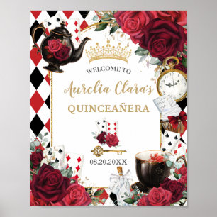Rote Rosen Alice im Wunderland Quinceañera Poster