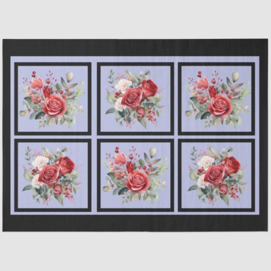Rote Rosen als Dekoupage Seidenpapier (Vorderseite)