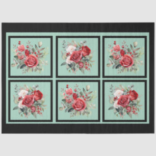 Rote Rosen als Dekoupage Seidenpapier